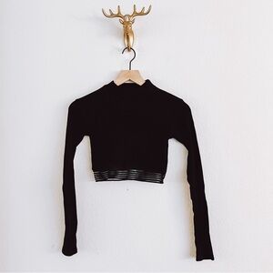 Kith Women's Black Long Sleeve Cropped Mesh Sweater Size XS